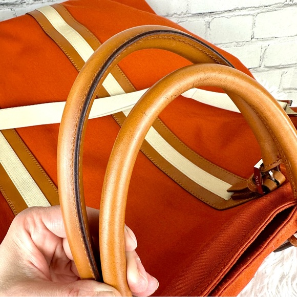 GUCCI Orange cloth canvas overnight duffel weekender crossbody bag with β¦ - Picture 11 of 16
